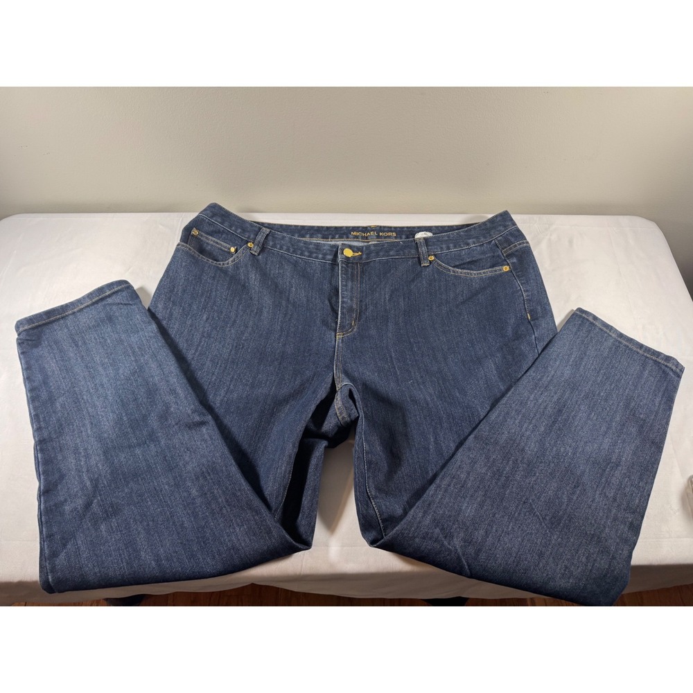 Michael Kors Izzy Skinny Jeans Dark Indigo Blue Denim 20W
